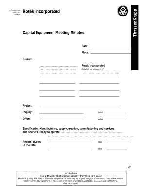 Capital Equipment Meeting Minutes