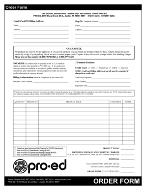 PRO-ED Order Form
