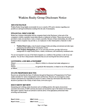 Watkins Realty Group Disclosure Notice