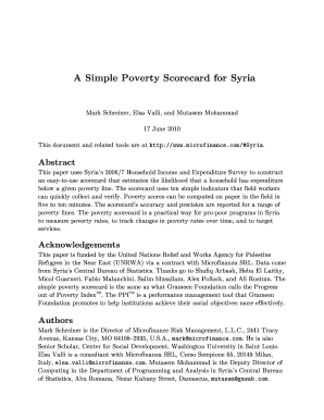 Syria Poverty Scorecard