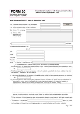 Declaration of Compliance with Companies Act 1956