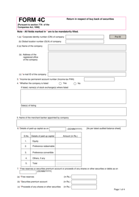 Form 4C Buy Back of Securities