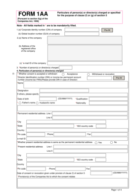Form 1AA Director Consent