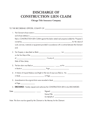Construction Lien Discharge Form