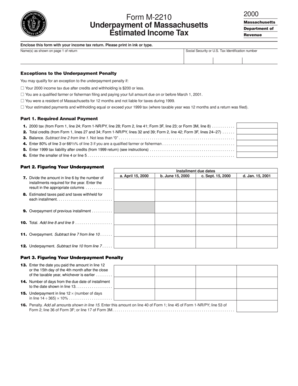 Massachusetts Form M-2210 2000