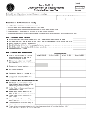 Massachusetts Form M-2210