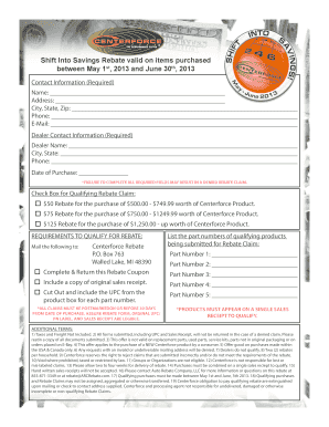 Shift Into Savings Rebate Form