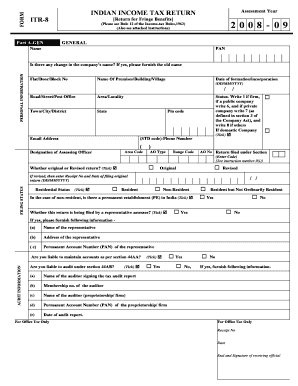 Indian ITR-8 Fringe Benefits Tax Form