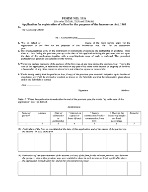 Form 11A Application for Firm Registration