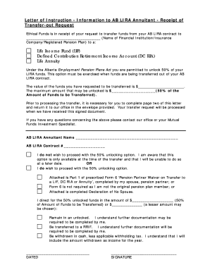 Letter of Instruction - AB LIRA Transfer-out Request