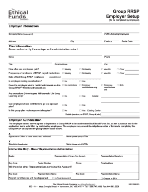 Group RRSP Employer Setup - NEI Investments