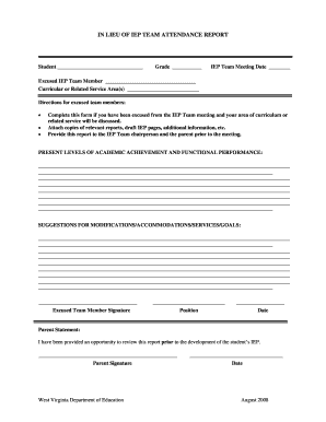 IEP Team Attendance Report