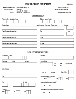 Oklahoma New Hire Reporting Form