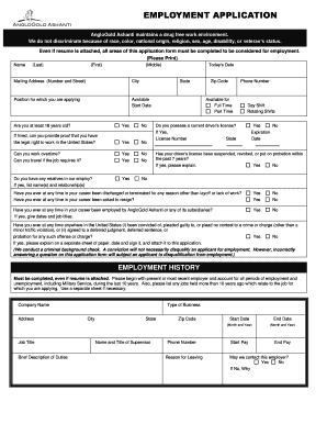 AngloGold Ashanti Employment Application