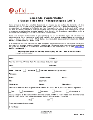 Demande d’Autorisation d’Usage à des fins Thérapeutiques (AUT)