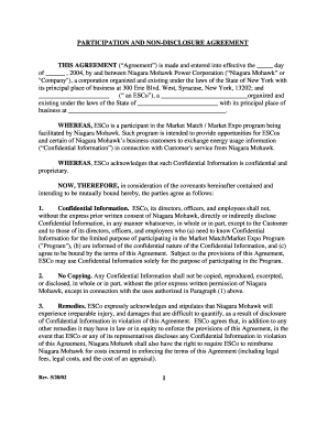 Nda clause example - Participation and Non-Disclosure Agreement - National Grid