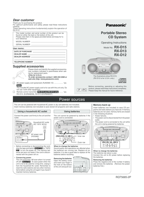 RX-D15 Operating Instructions