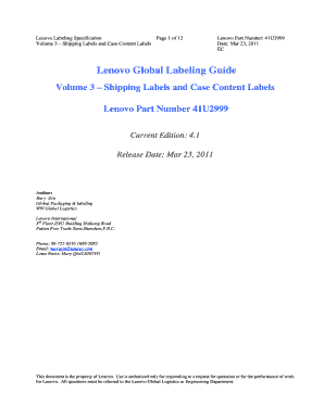 Lenovo Volume 3 Shipping Labels and case content labels 41