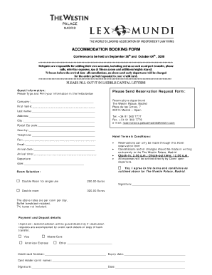 Accommodation Booking Form