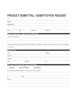 Product Submittal/Substitution Request Form