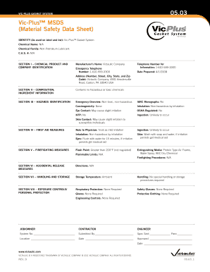 Vic-Plus Gasket System MSDS