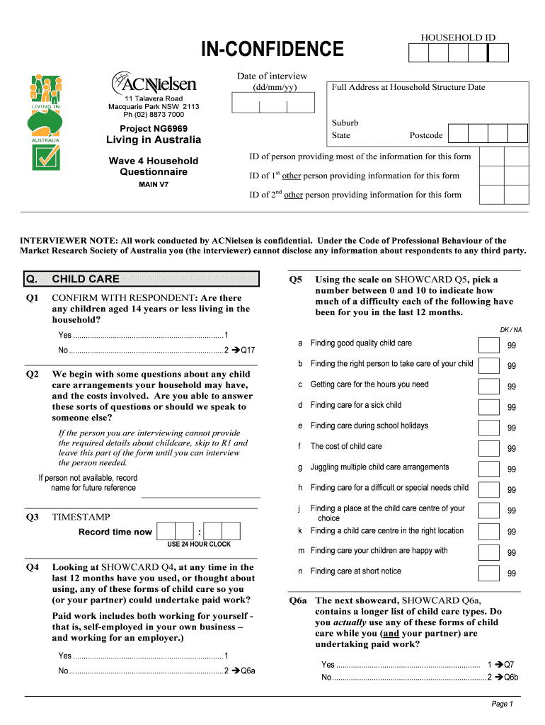 Fillable Online Wave 4 Household Questionnaire Fax Email Print pdfFiller