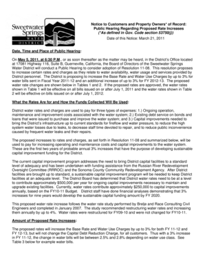 California Water Rate Increase Notice