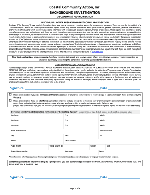 Background Investigation Disclosure & Authorization