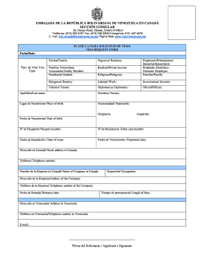 Venezuela Visa Request Form
