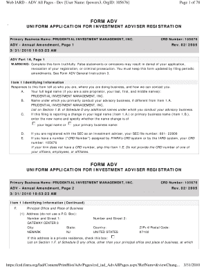 Form ADV Investment Adviser Registration