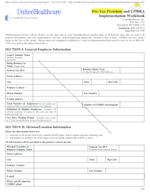 UnitedHealthcare Pre-Tax Premium and COBRA Implementation Workbook