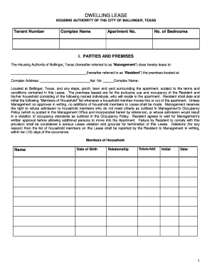 Dwelling Lease Agreement
