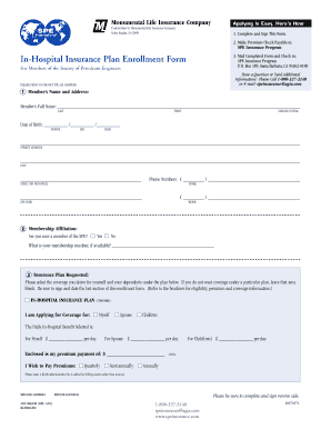 In-Hospital Insurance Plan Enrollment Form