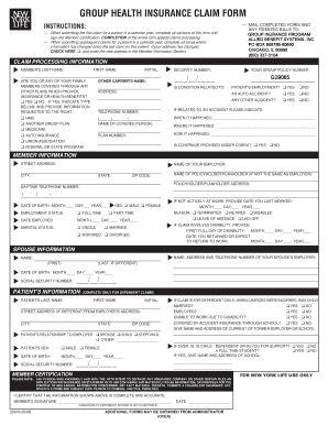Group Health Insurance Claim Form