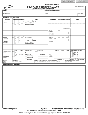 Colorado Commercial Auto Insurance Form
