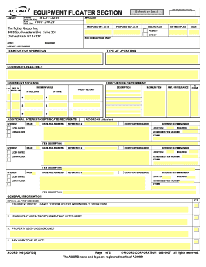 Equipment Floater Insurance Form