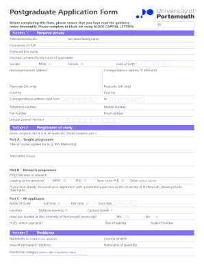 Postgraduate Application Form