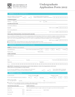 Undergraduate Application Form 2012