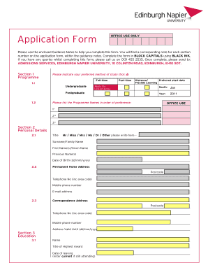 Edinburgh Napier University Application Form