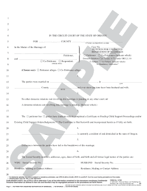 Petition for Unlimited Separation of Marriage