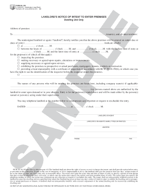 Landlord’s Notice of Intent to Enter Premises
