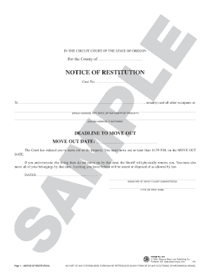 Oregon Notice of Restitution