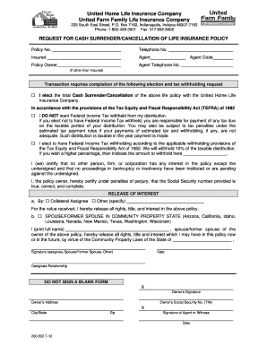 Life Insurance Policy Cancellation Request