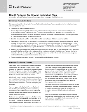HealthPartners Traditional Individual Plan Enrollment Form