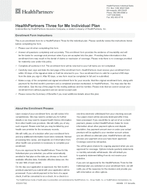 HealthPartners Three for Me Individual Plan Enrollment Form