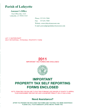 Lafayette Parish Watercraft Tax Form