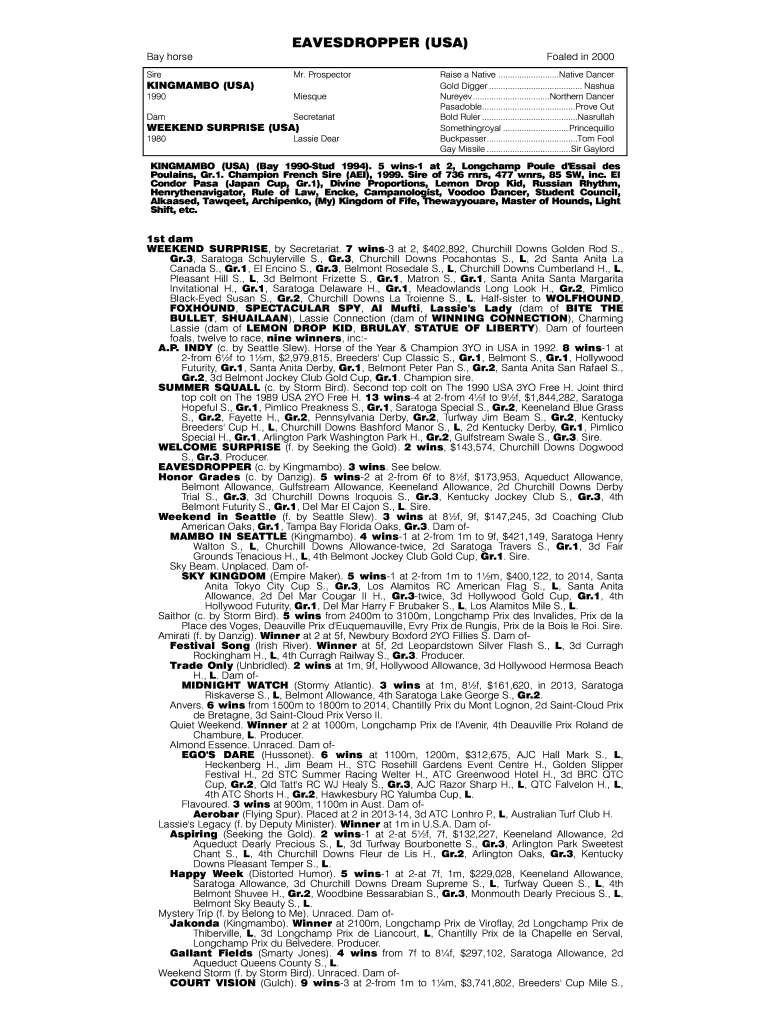 Fillable Online EAVESDROPPER (USA) Gavelhouse Fax Email Print pdfFiller