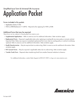 Simplified Issue Term & Universal Life Insurance Application