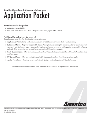 Simplified Issue Term & Universal Life Insurance Application