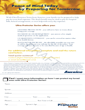 Ultra Protector Series Life Insurance Application